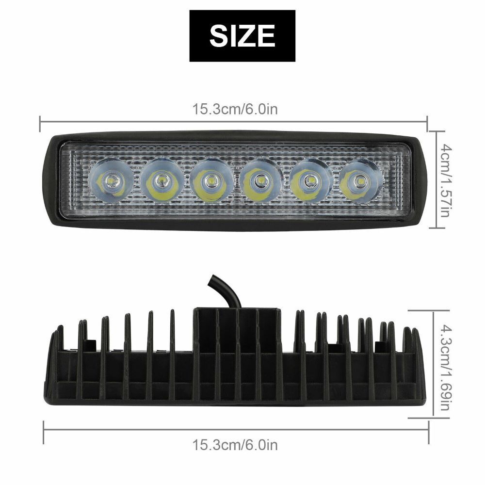2X 6inch 48W LED Work Light Bar Spot Pods Fog Lamp Offroad SUV Driving Truck ATV