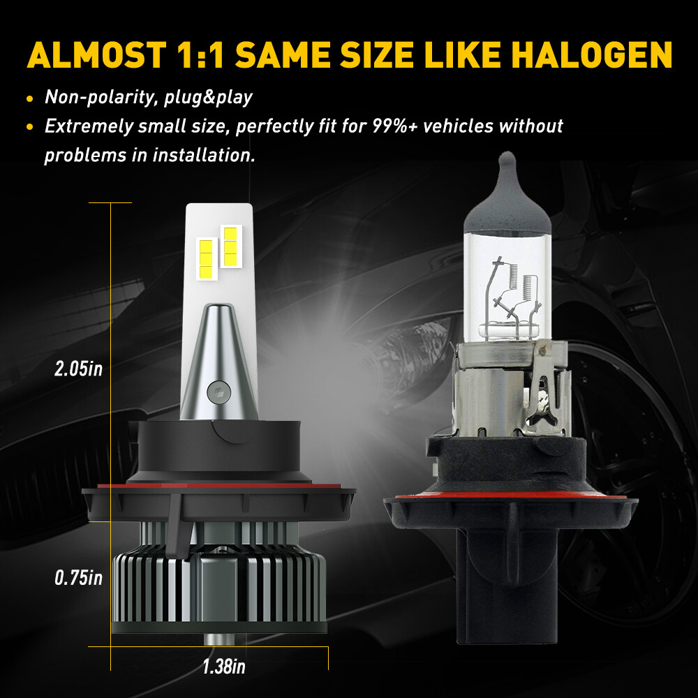 AUXITO H13 9008 LED Headlight Super Bright Bulbs Kit White Hi-Lo Beam 6000K 2/4x