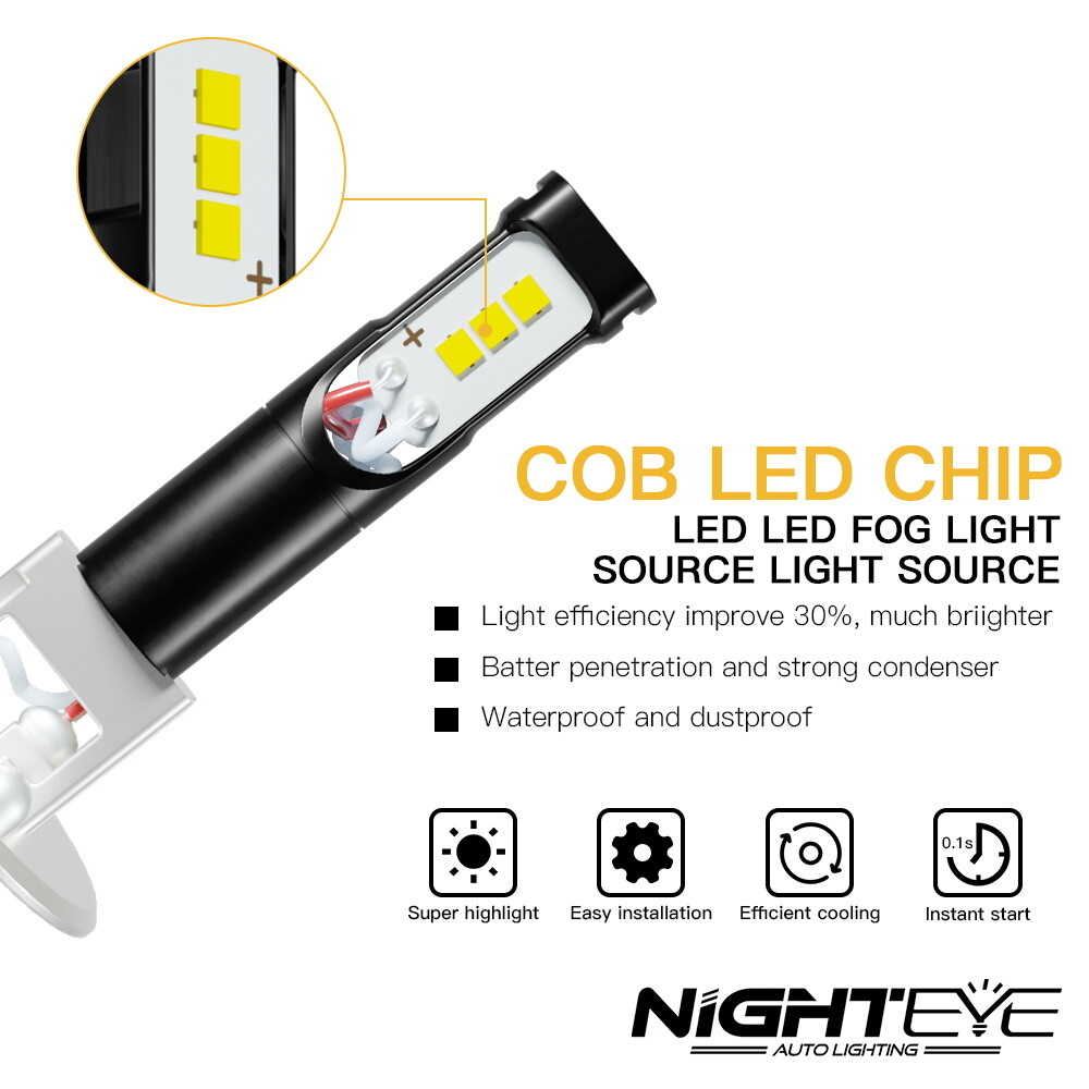 2x NIGHTEYE H1 LED Headlight Fog Driving Light Bulb 6000K High Bright Xenon Lamp