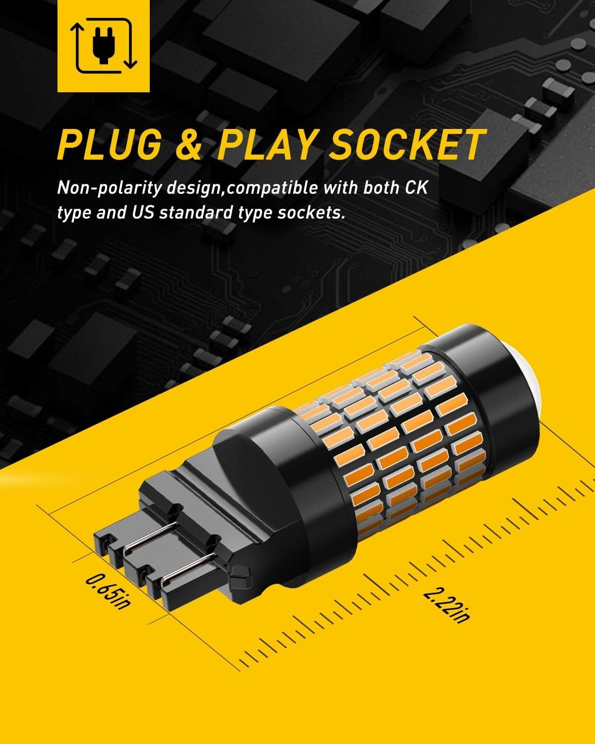 High Power 3056 Amber LED Blinker Bulbs – 1/3 Energy Consumption & Brightness