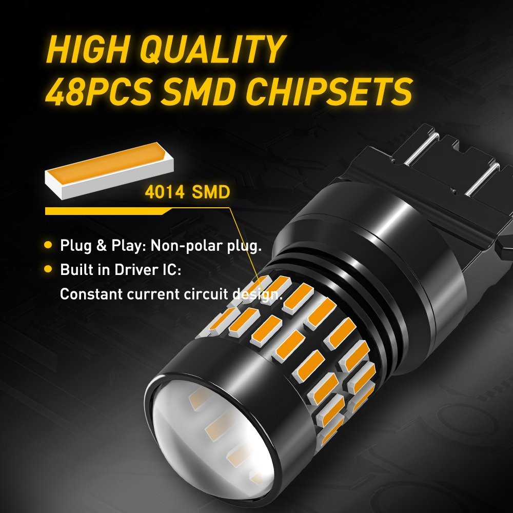 2x AUXITO 3156 3157 3457 4157 Yellow Amber Turn Signal Blinker LED Light Bulb K