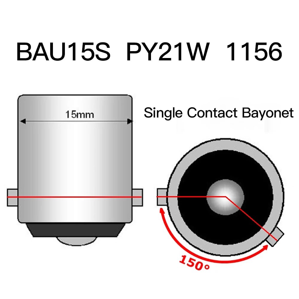 LED Car Bulb 1156 1157 BA15S P21W White Red Amber 12V 200LM