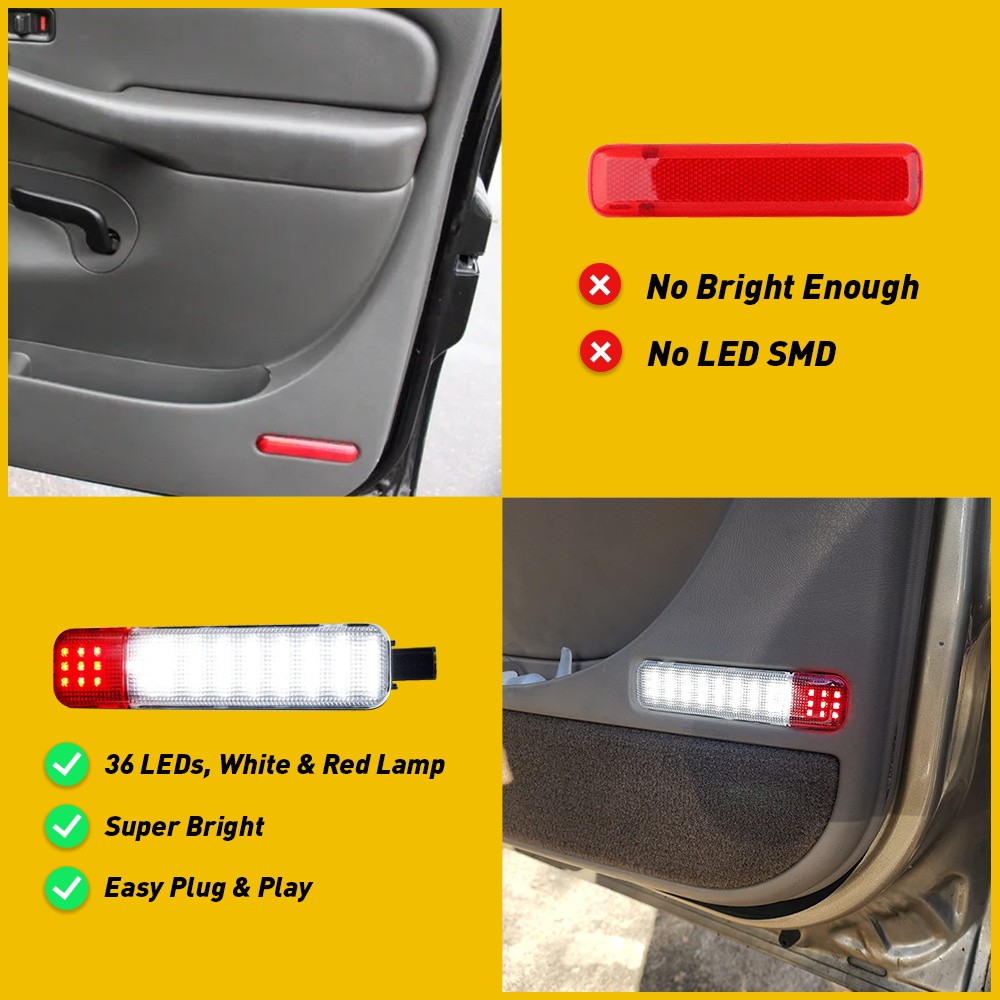 Pair Car Inside LED Light Door Fit White Chevrolet Avalanche Red Silverado Tahoe