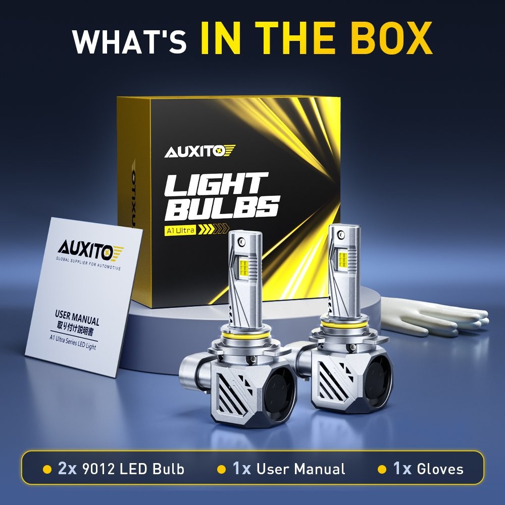 2PCS 9012 HIR2 White LED Headlight Bulbs 6500K 900% Super Bright Canbus Ready