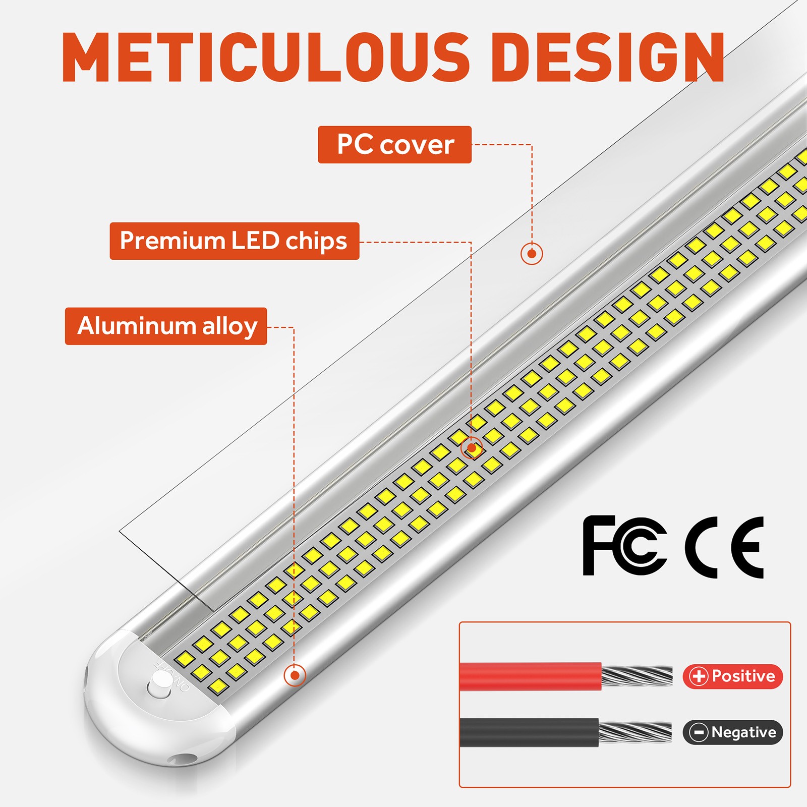 4Pcs 12V LED Interior Light Bar, 120LEDs 28W Led Strip Lights w/Switch RV Truck
