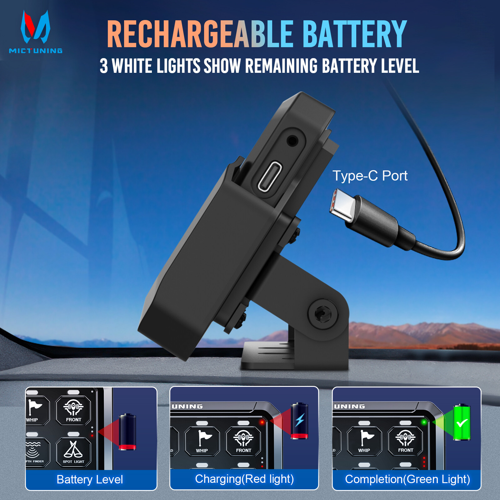 MICTUNING P1s Wireless RGB 8 Gang Switch Panel 12V Auxiliary Circuit Control Box