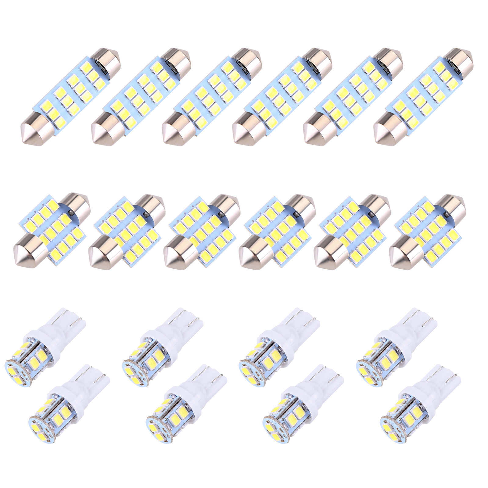 20pcs LED Light Bulbs Interior Kit Car Trunk Dome License Plate Lamp 6000K