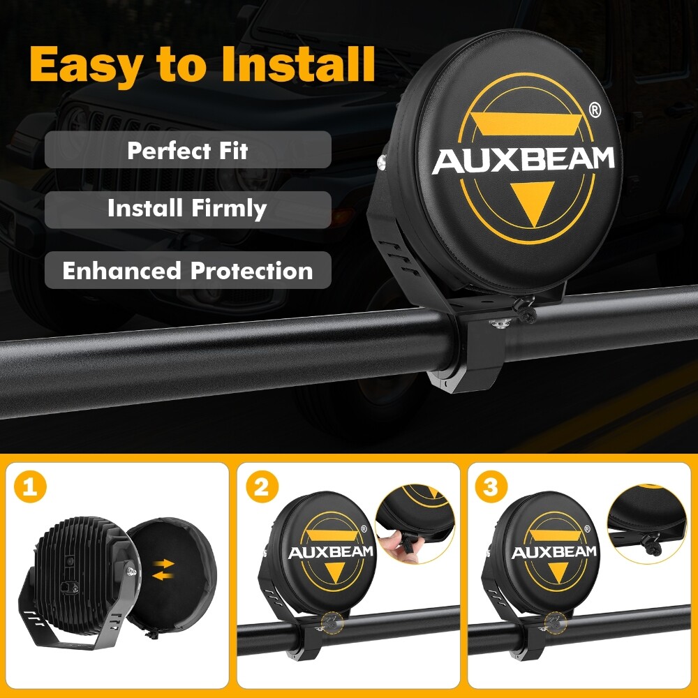 AUXBEAM 360-PRO Round 7″/ 9″ 720W LED Work Light Bar Offroad Driving w/ Covers