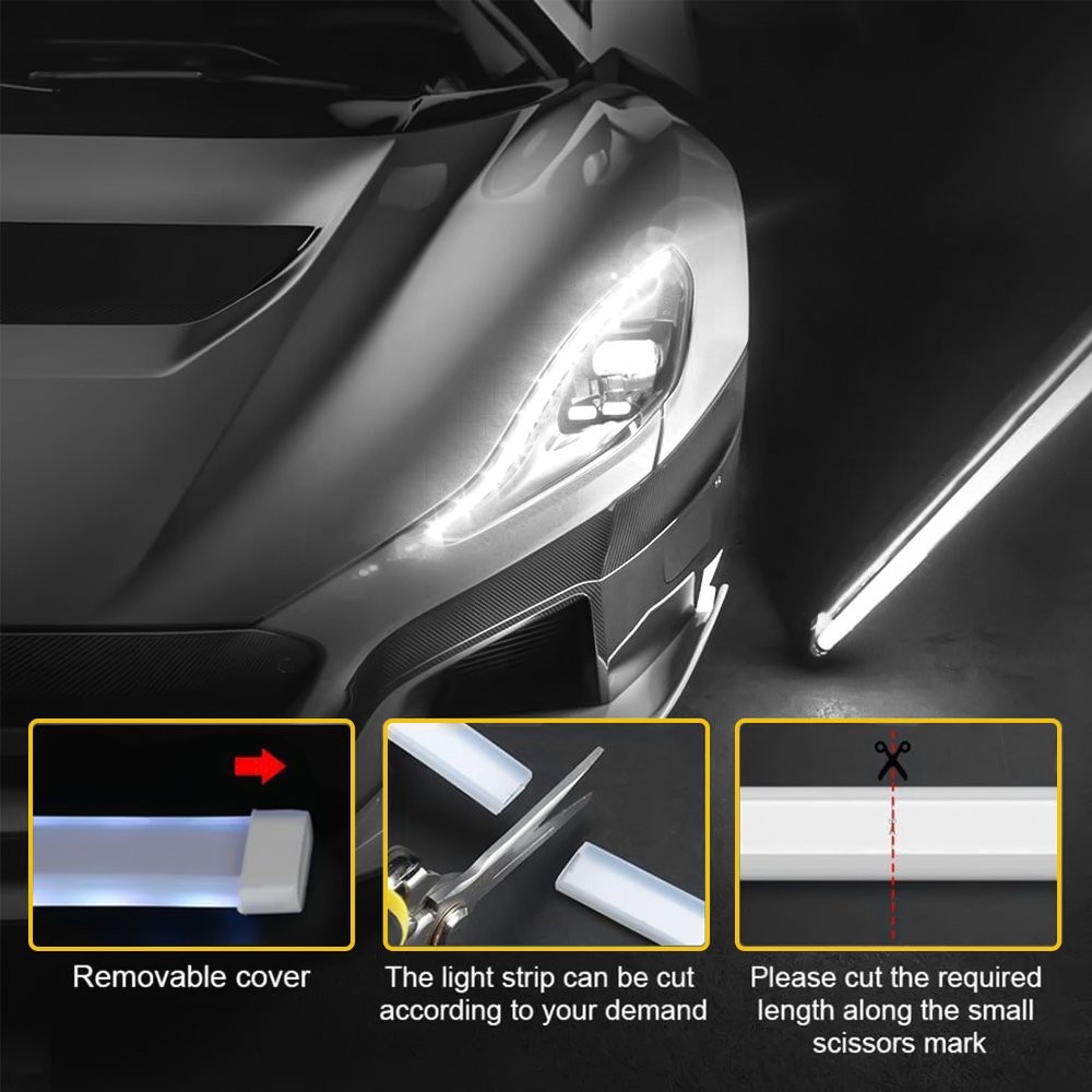 12V Car Hood LED Daytime Running Light Strip Waterproof Flexible Lamps 180cm D
