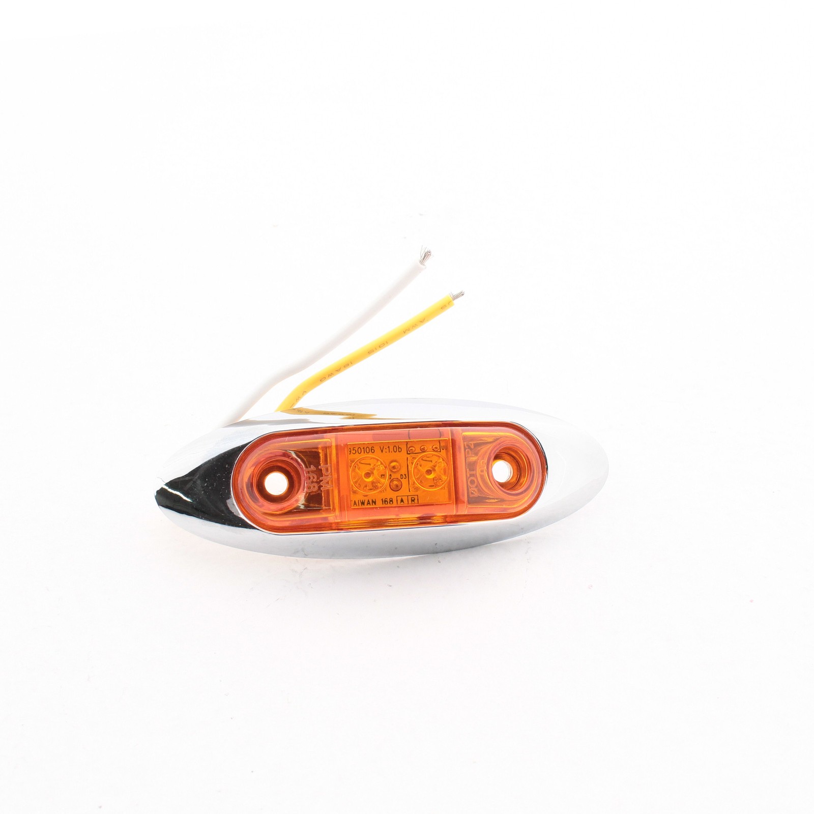 Peterson 168XAMV Amber LED Marker Clearance 3.95″ Oblong Chrome Bezel Multi-Volt