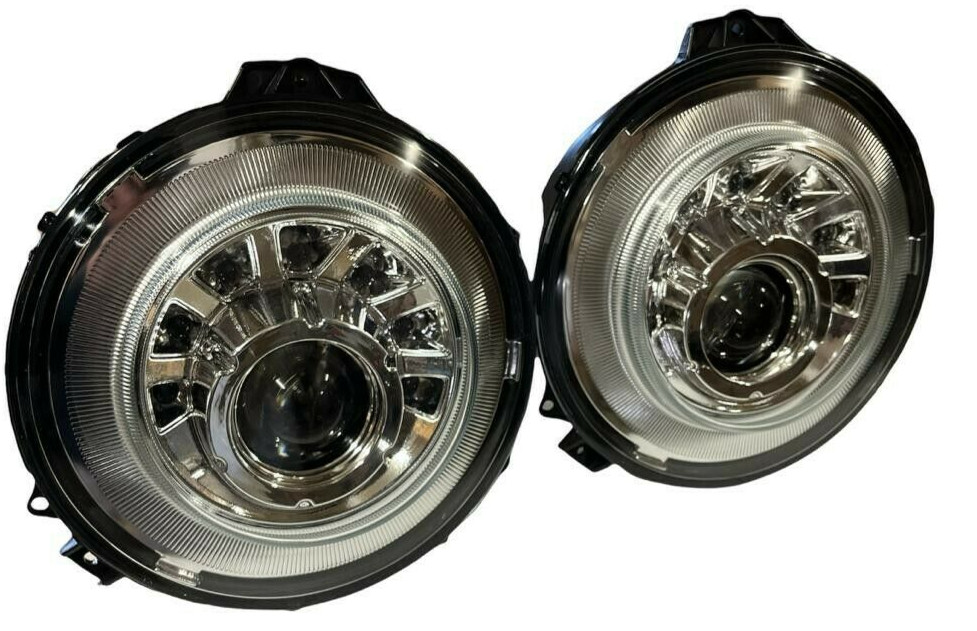 Aftermarket Silver Mansory Square LED Headlights Fit 07-18 Mercedes Benz G CLASS