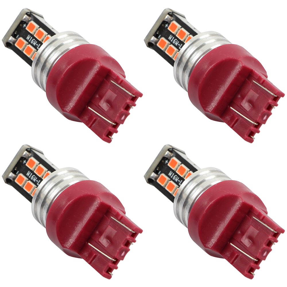4pcs 7443 7440 LED Red Strobe Flash Blinking Brake Stop Tail Parking Light Bulbs
