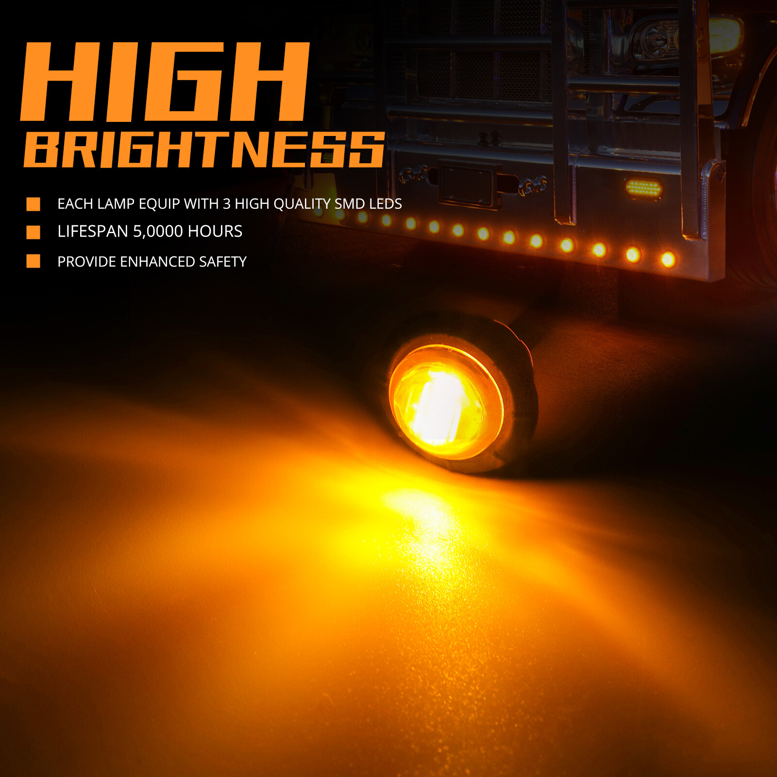 20pcs Mini Round Marker Lights 3/4″LED Truck Trailer Bullet Side Clearance Light