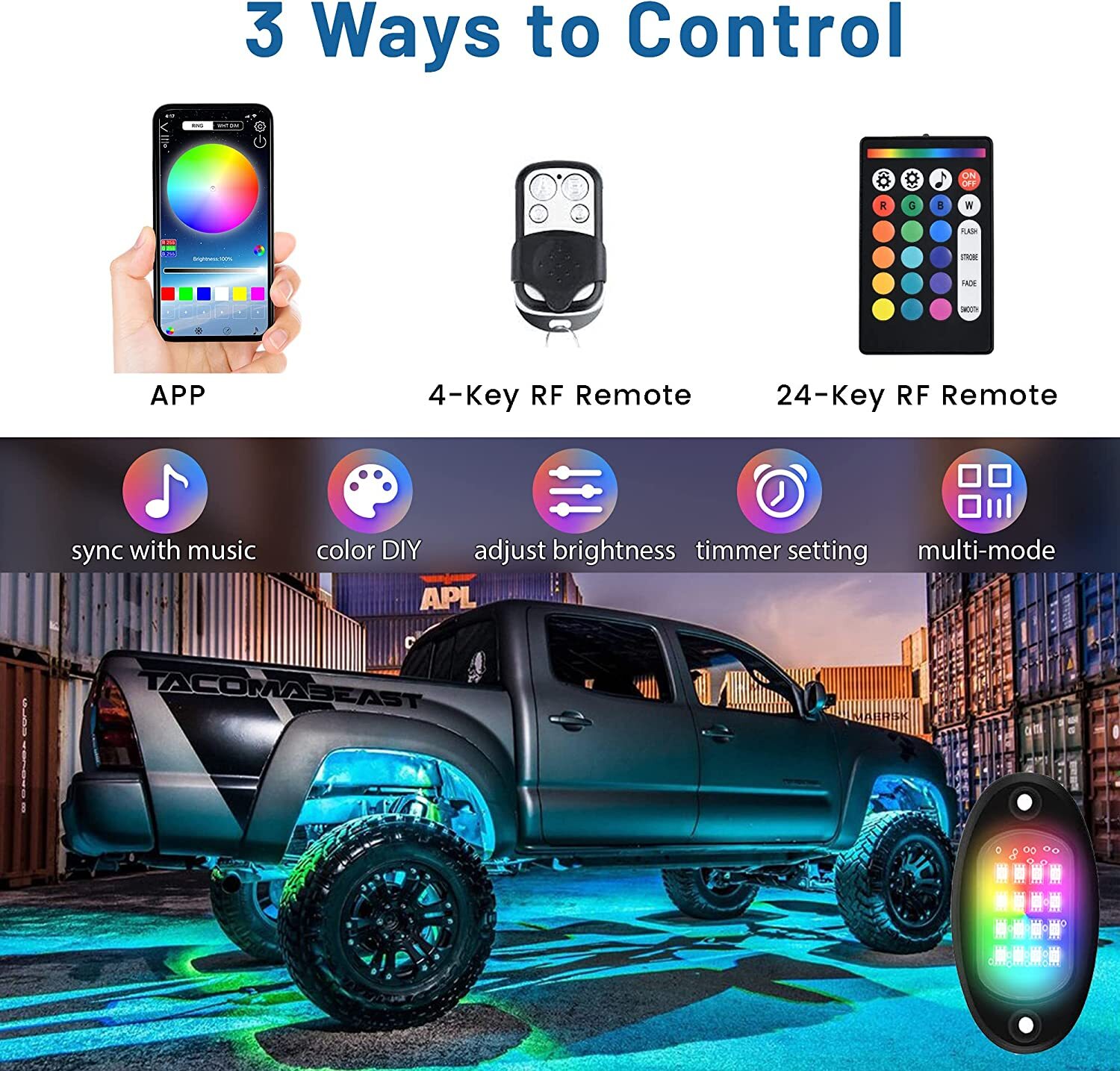 For Club Car EZGO Yamaha Golf Cart Kart 10 Pods RGB 150 LED Rock Lights Blueooth