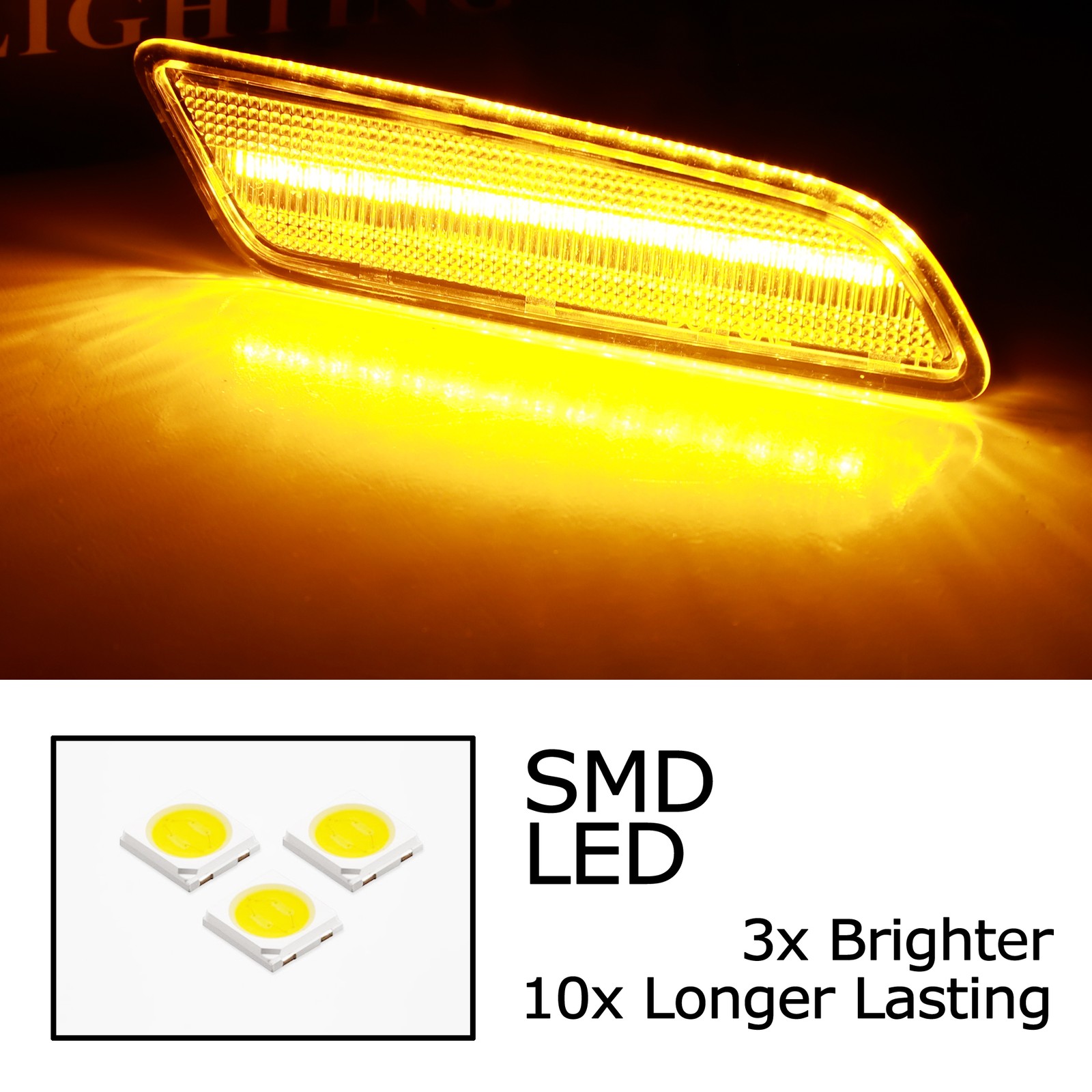 Clear Lens Amber Full LED Strip Side Marker Light Kit For Hyundai 2020-up Sonata
