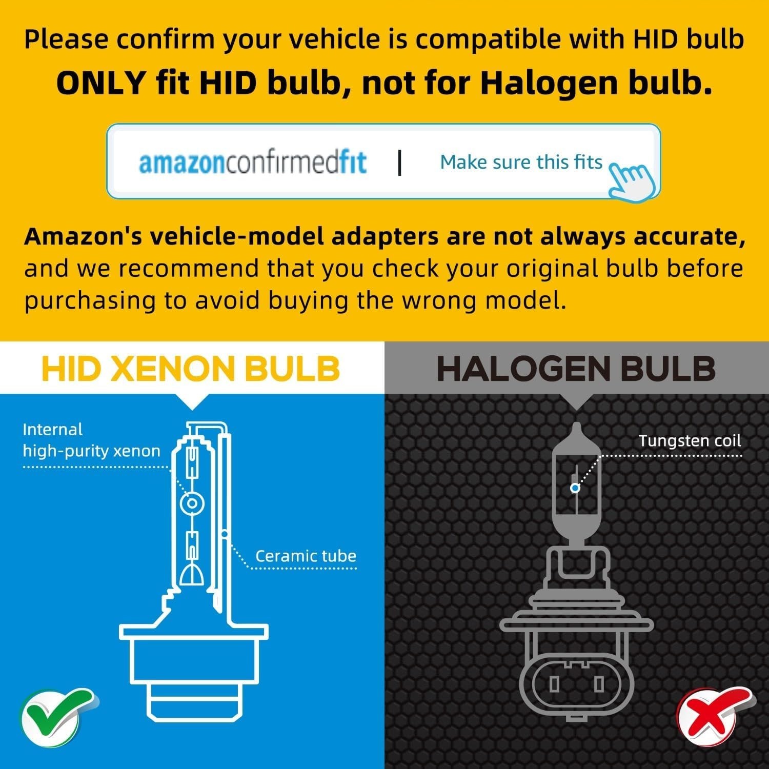 D2S 8000K Xenon HID Bulbs, 2-Pack – 3600 Lumen Output, Lifetime Support Included
