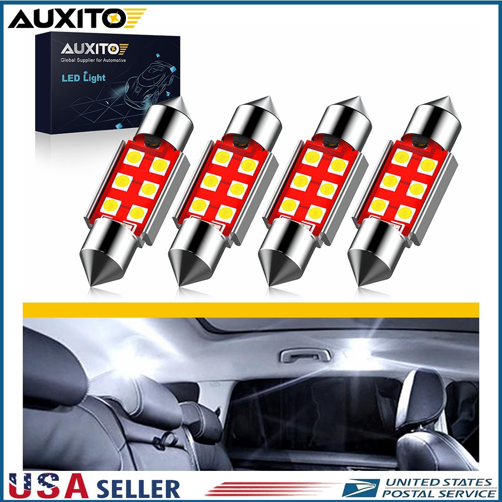 4x Super Bright 578 6411 211-2 42MM LED Dome Light Bulb 6000K Clear White CANBUS