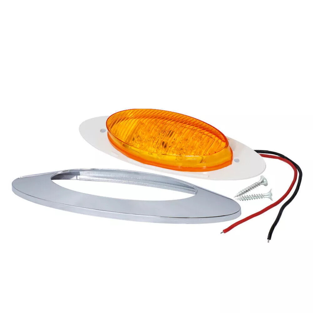 4x 6.5″ Amber 16 ENERGY-EFFICIENT LIGHT Oval Side Marker Light for Freighliner P