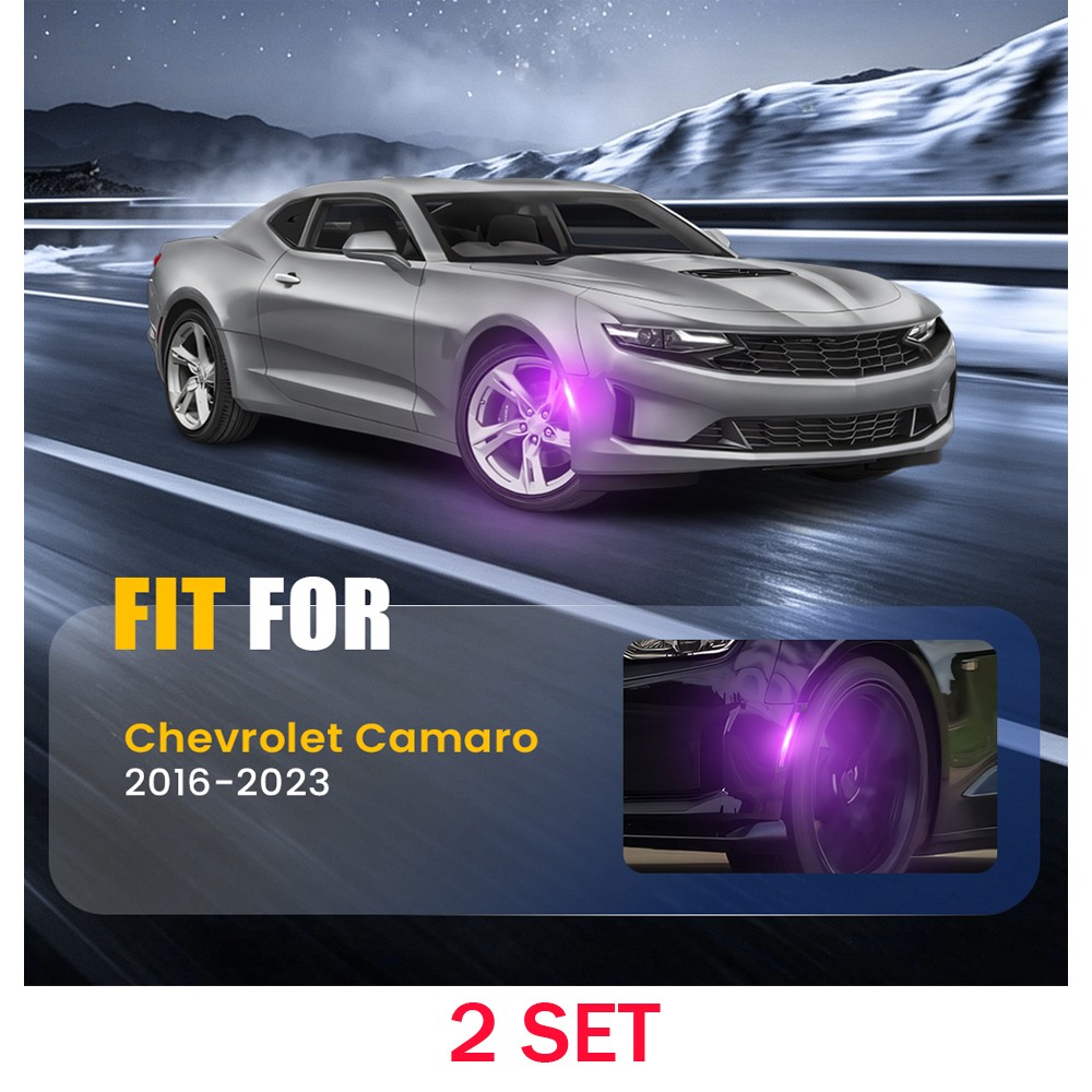Purple LED Side Marker Lights 8X Fits 2016-2022 2023 Chevy Camaro Smoked Housing