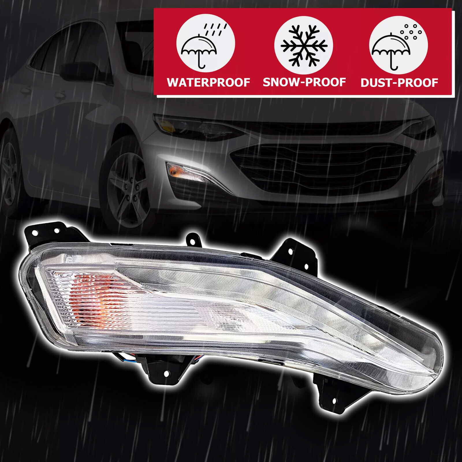 For 2019-2023 Chevy Malibu Front Left Right Fog Light Turn Signal Lamp w/LED DRL
