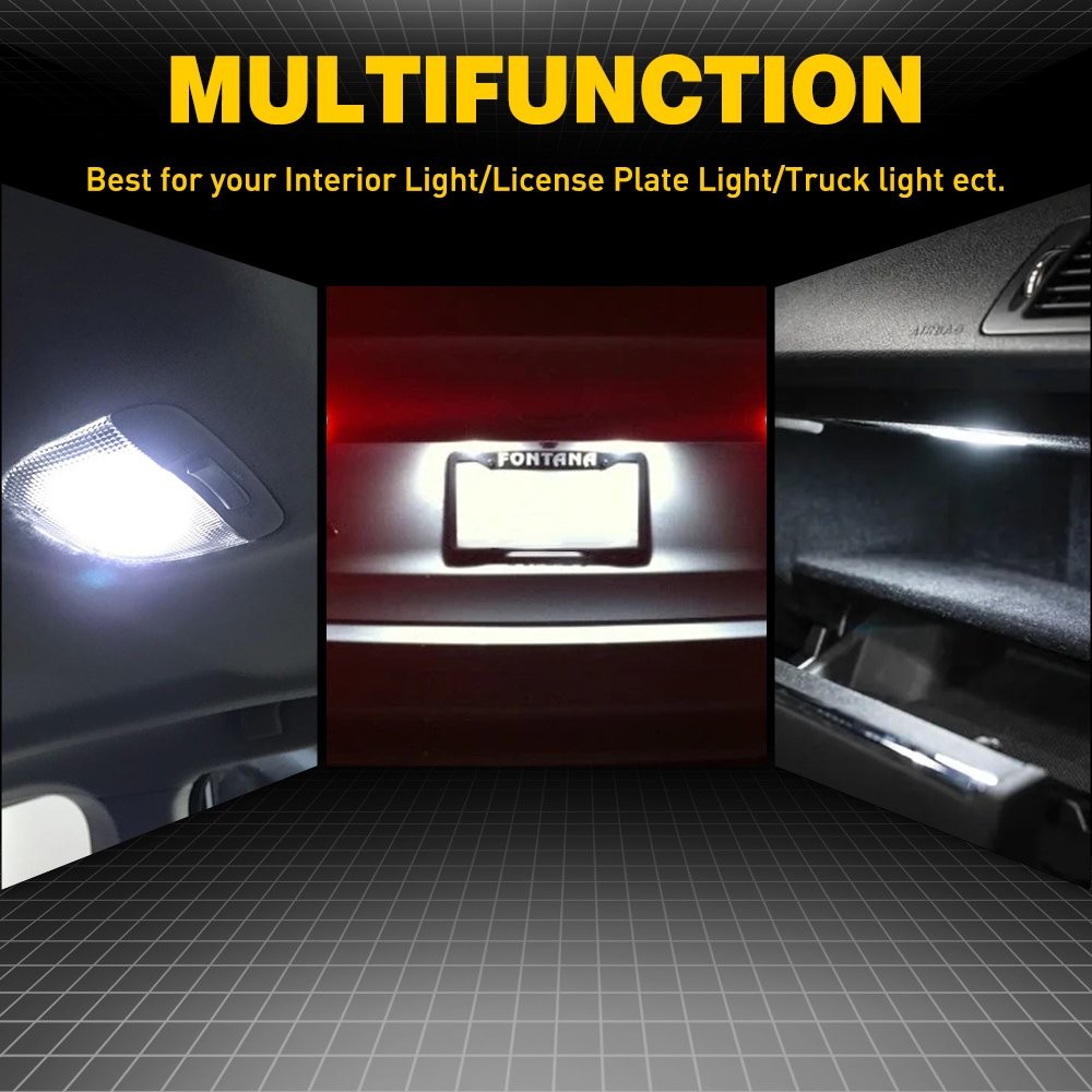 2x Super Bright T10/921/194 6500K White 18 LED RV Trailer Interior Light Bulbs