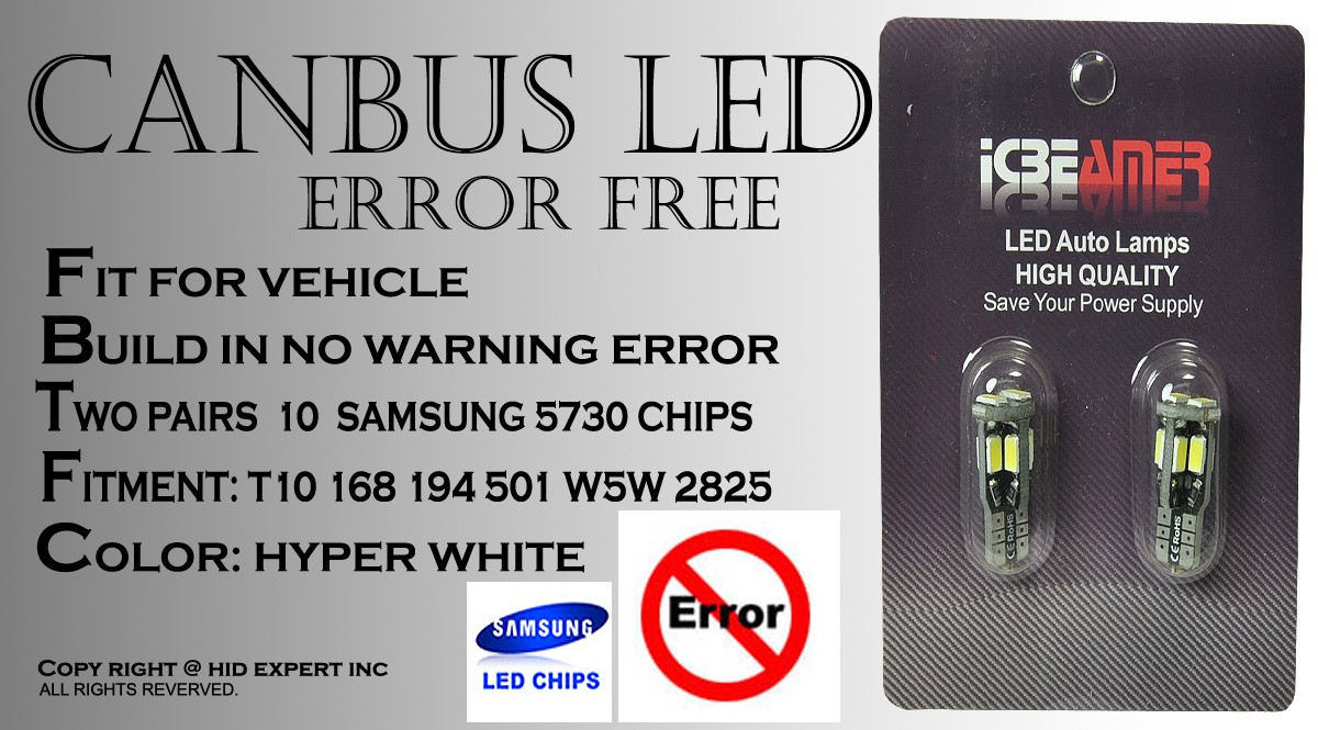 4 pc T10 Canbus Samsung 10 LED Chip Super White Fit Front Side Marker Light O148
