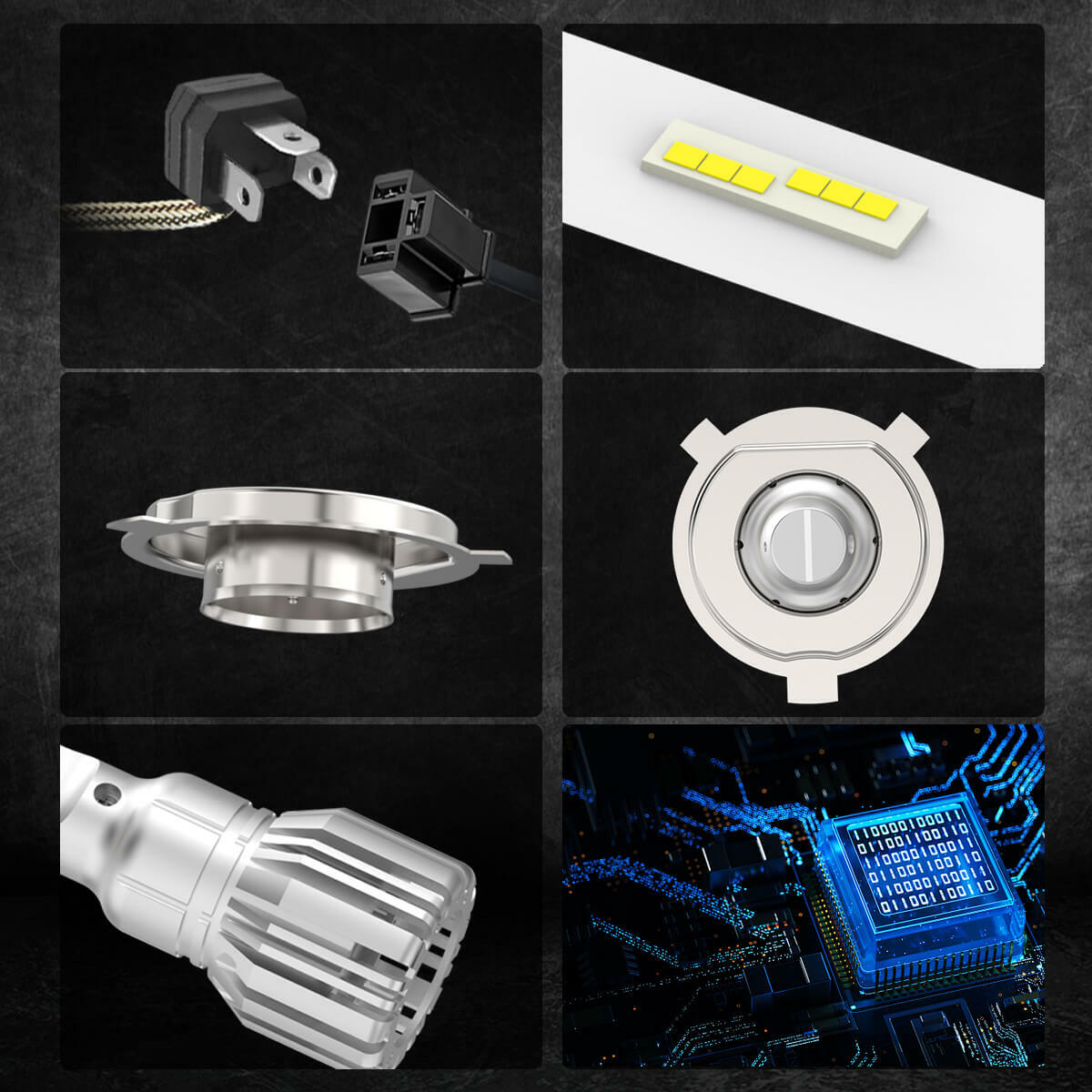Lasfit 9003 H4 LED Headlight Bulb High Low Beam Kit Super White 5000LM 6000K 50W