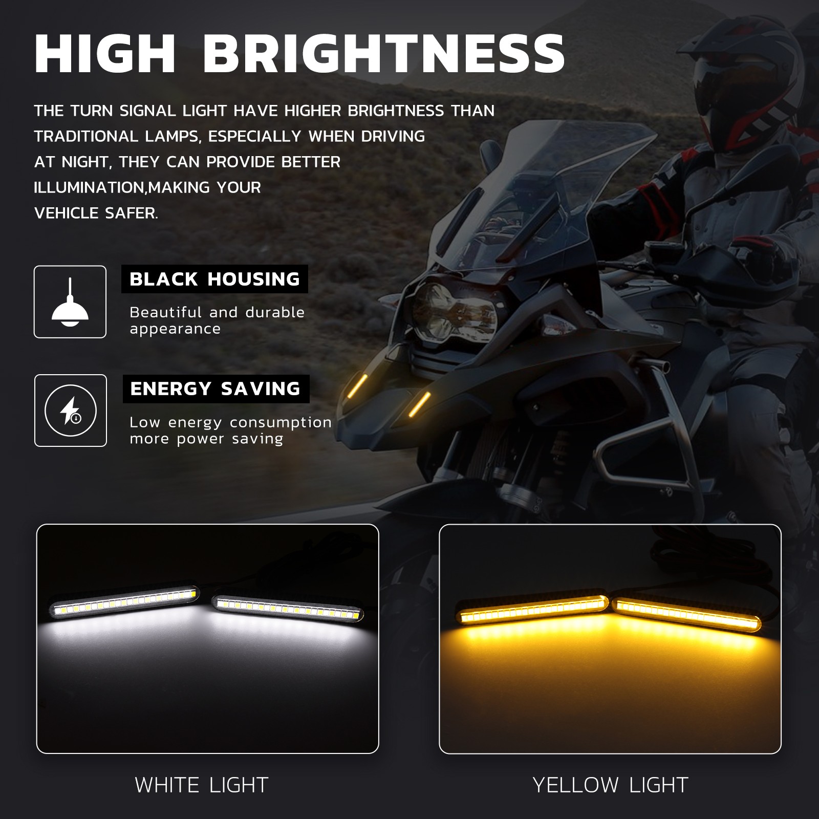 Flowing LED Strip Lights Motorcycle Turn Signal For Honda Suzuki Yamaha Kawasaki
