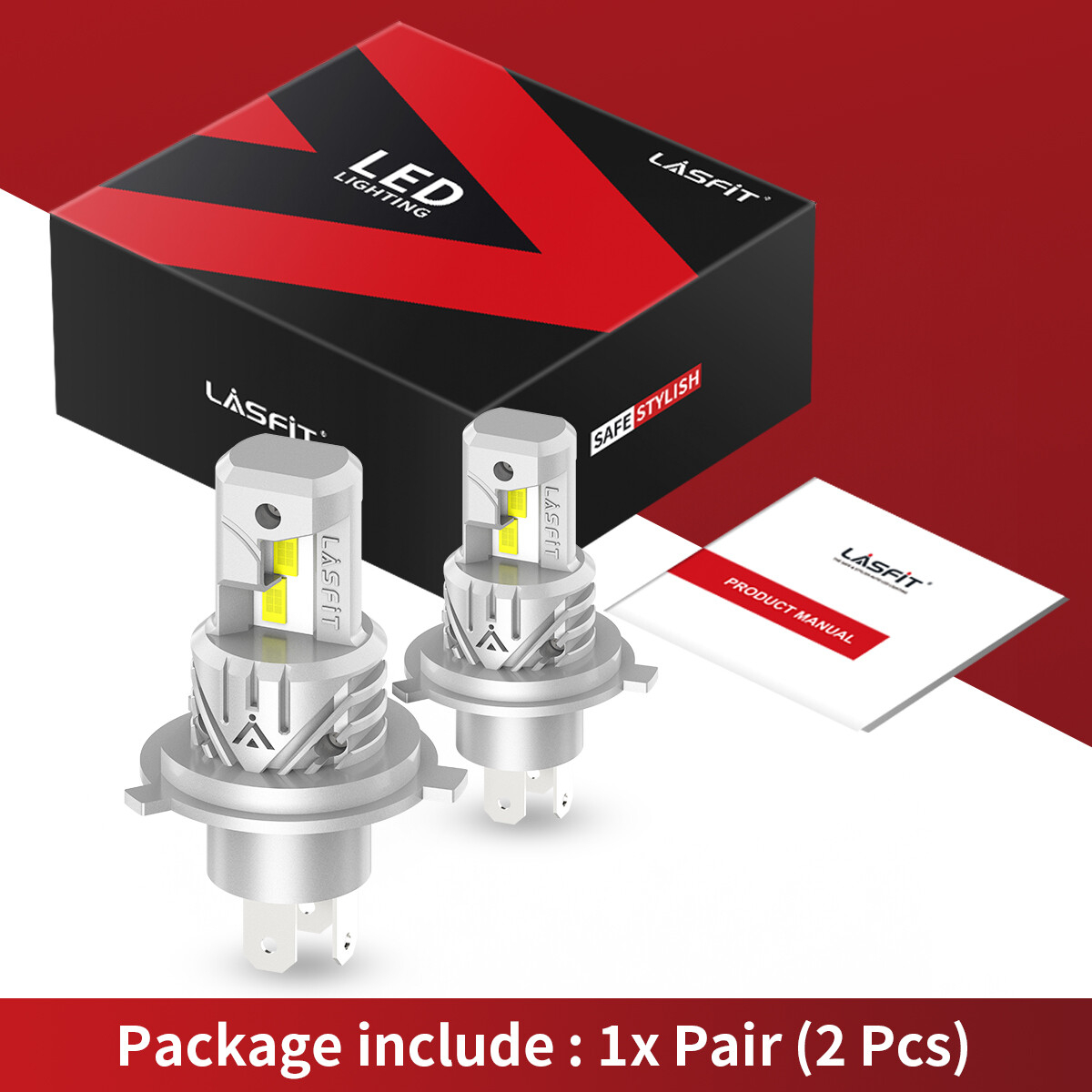 LASFIT H4 9003 HB2 LED Headlight Bulb Low High Beam Conversion Kit Bright White