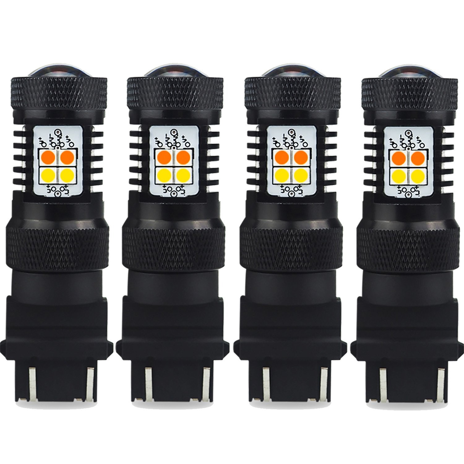 4X 3157 3457 4157NA LED Switchback White Yellow amber Turn Signal Light 16K EA