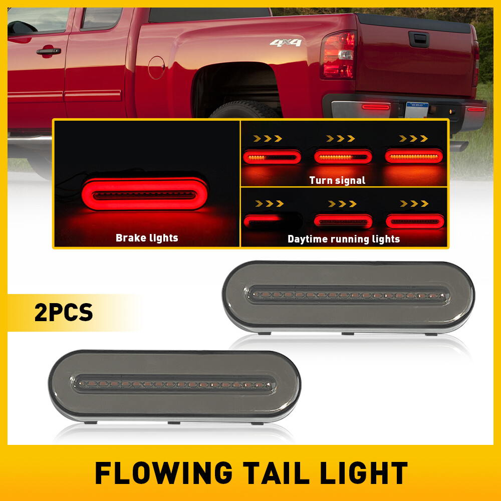 Red/Amber LED 5″ Truck Trailer Brake Stop Flowing Turn Signal Tail Light DRL