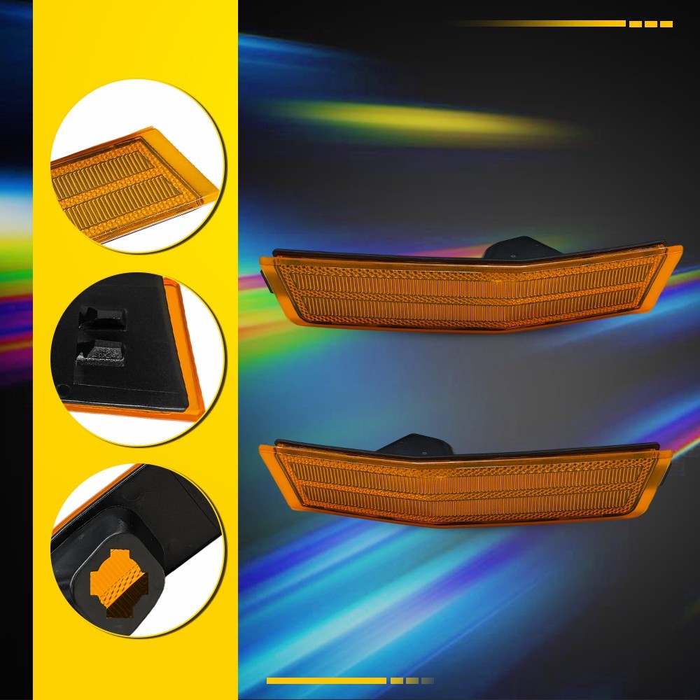 Pair Left Right Amber Front Bumper Side Marker Light For 2007-2010 Lincoln MKX