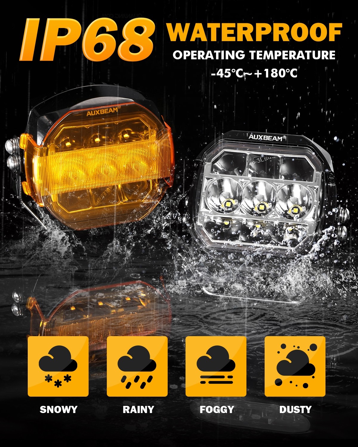 AUXBEAM 2X 5″ 174W LED Side Shooter Light Pods White DRL Amber Turn Signal Light