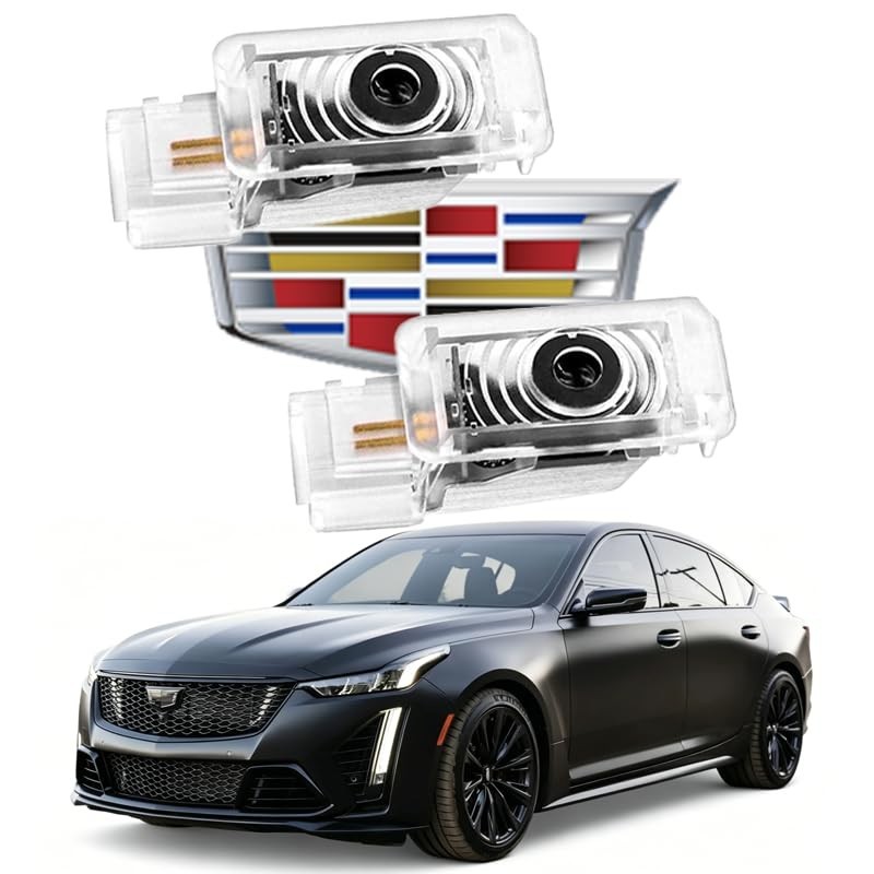 2Pcs LED Car Door Lights for Cadillac CT4 CT5 CT6 ATS XT4 XT5 XT6 – Puddle & Wel