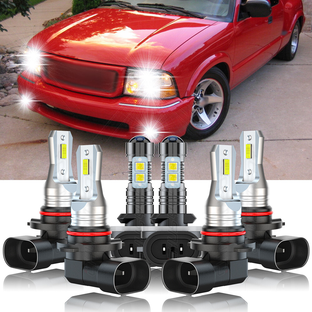 For GMC Sonoma 1998-2001 2002 2003 2004 LED Headlights Hi/Lo + Fog Lights Kit