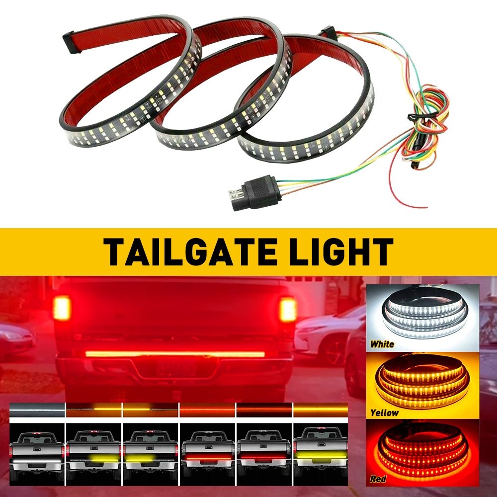 48″ 3 Row LED Strip Light Tailgate Car Bar Truck Reverse Brake Tail Signal Light