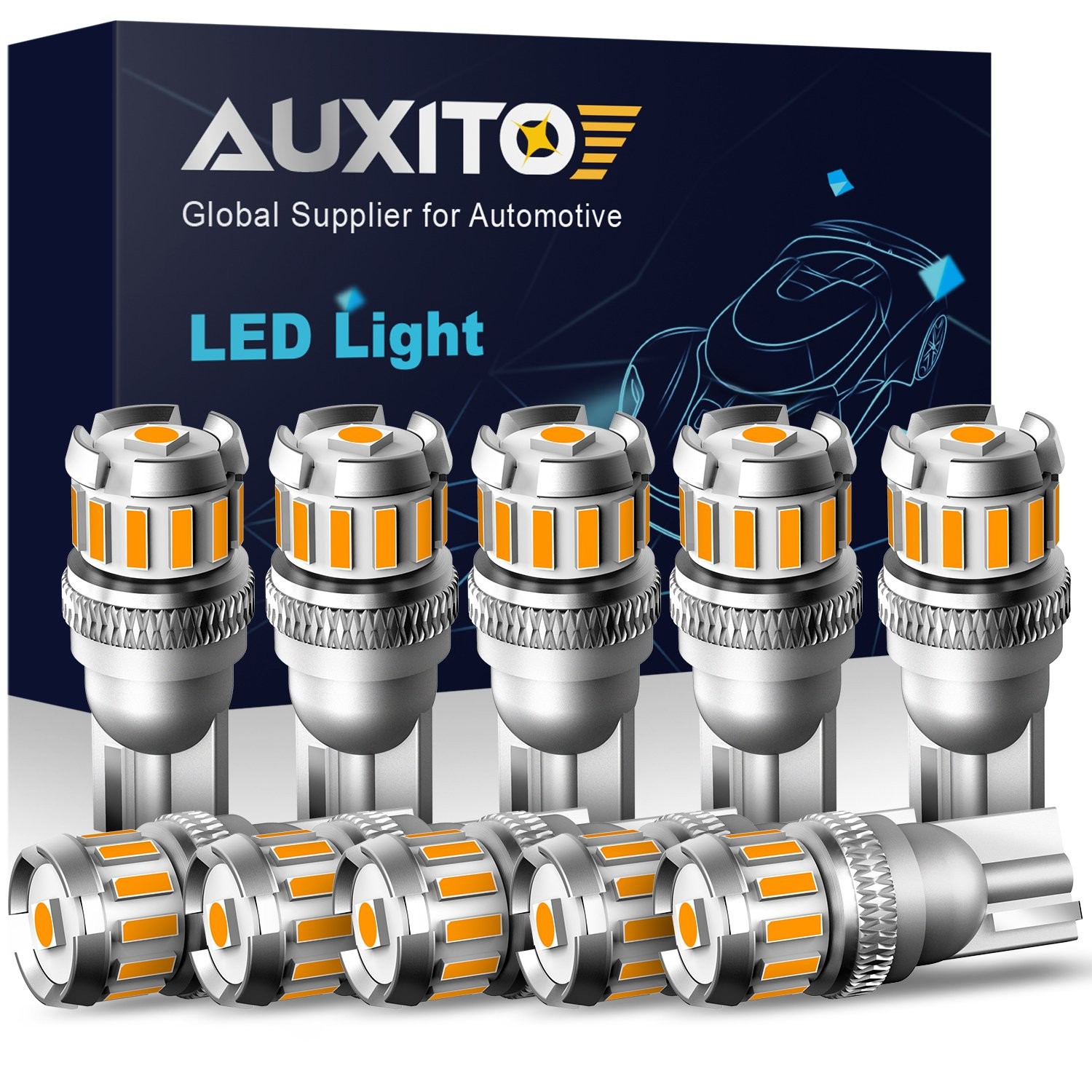 SMD 13 LED T10 501 W5W PUSH WEDGE 360 HID AMBER SIDE LIGHT BULB Lamp AUXITO N