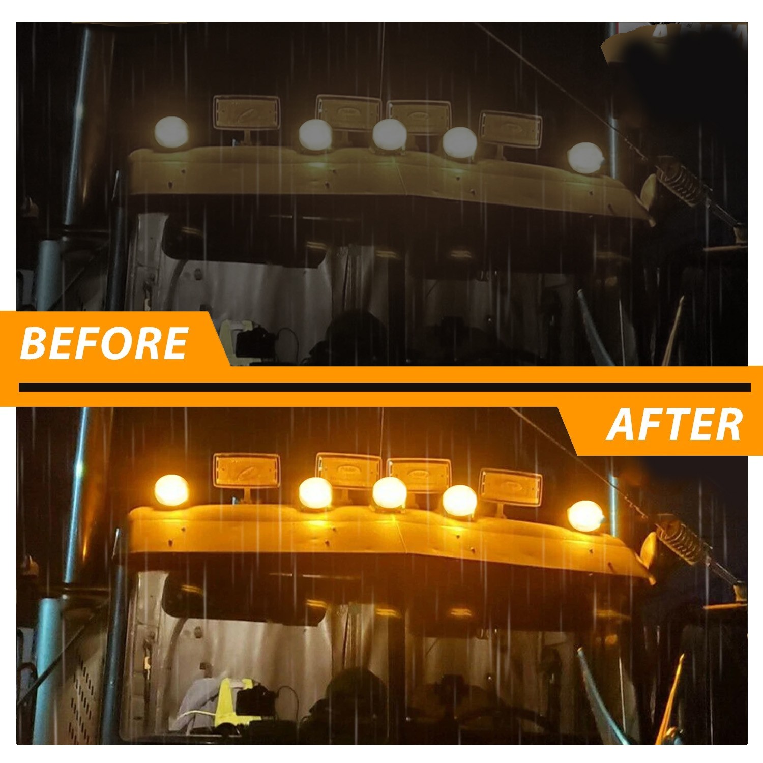 5x Teardrop Semi LED Roof Truck Cab Marker Lights Clearance Universal Amber