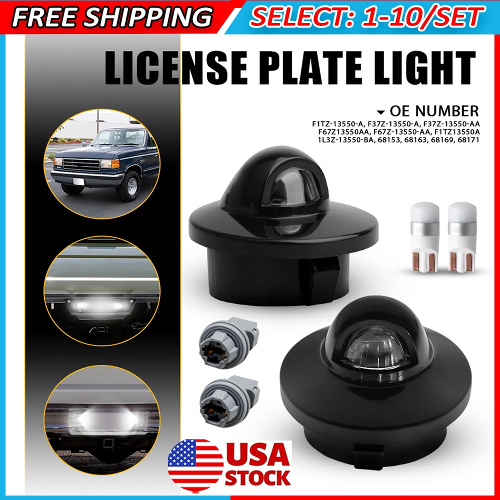2-20x Rear License Plate Light Housings + Bulb + Socket Fit Ford F150 F250 F350