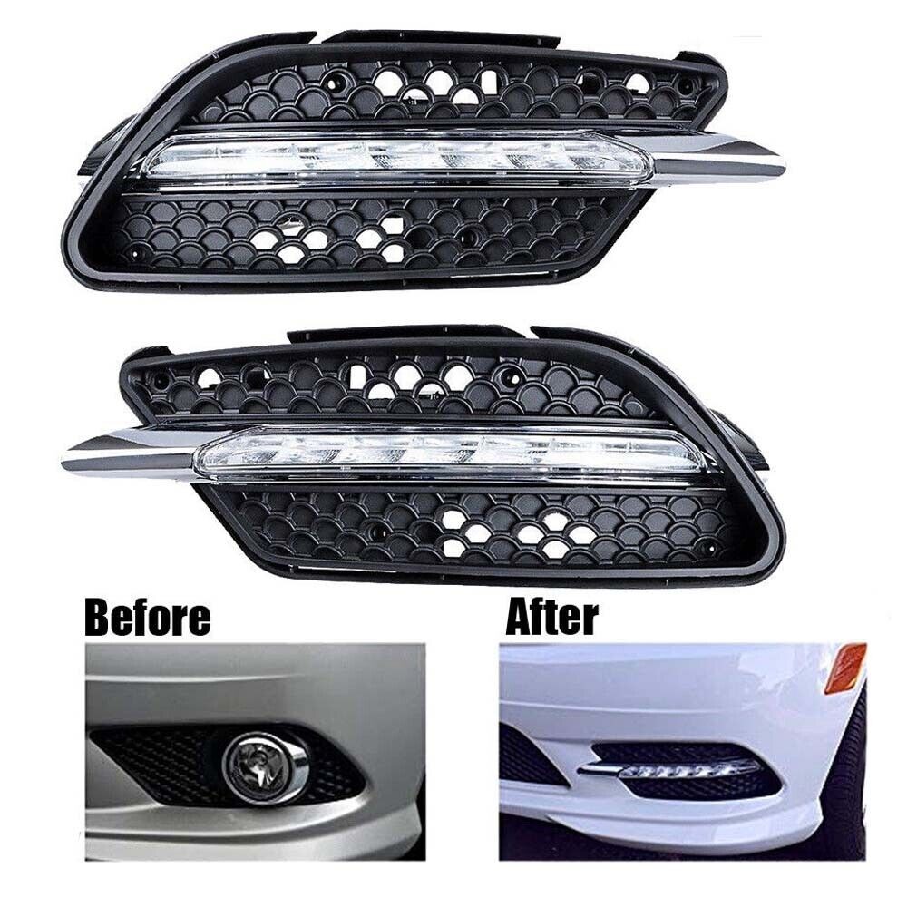 LED Daytime Running Light DRL Fog Lamp For Benz W204 C Class AMG Sport 2008-2011