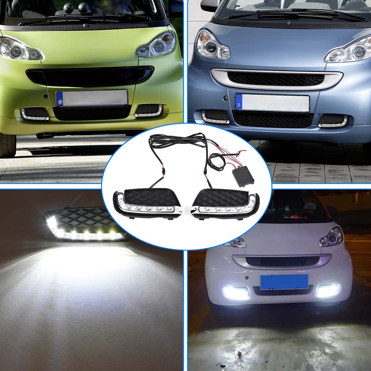 2x LED DRL Daytime Running Fog Light Lamp For Benz Smart Fortwo 2008-2011 USA