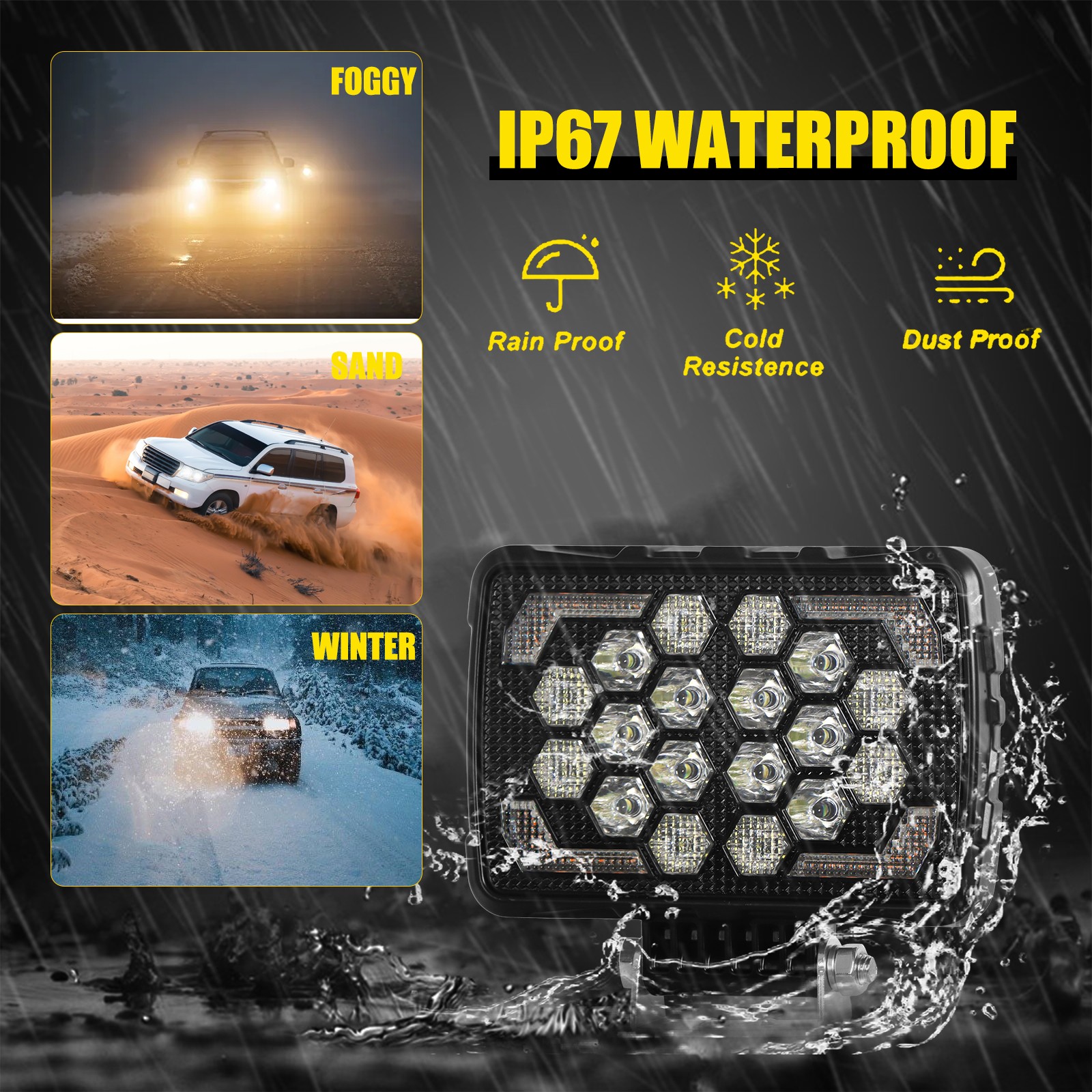 5.7″ Inch LED Work Light Pods Spot Off-Road ATV Truck Fog Lights w/ Amber Strobe