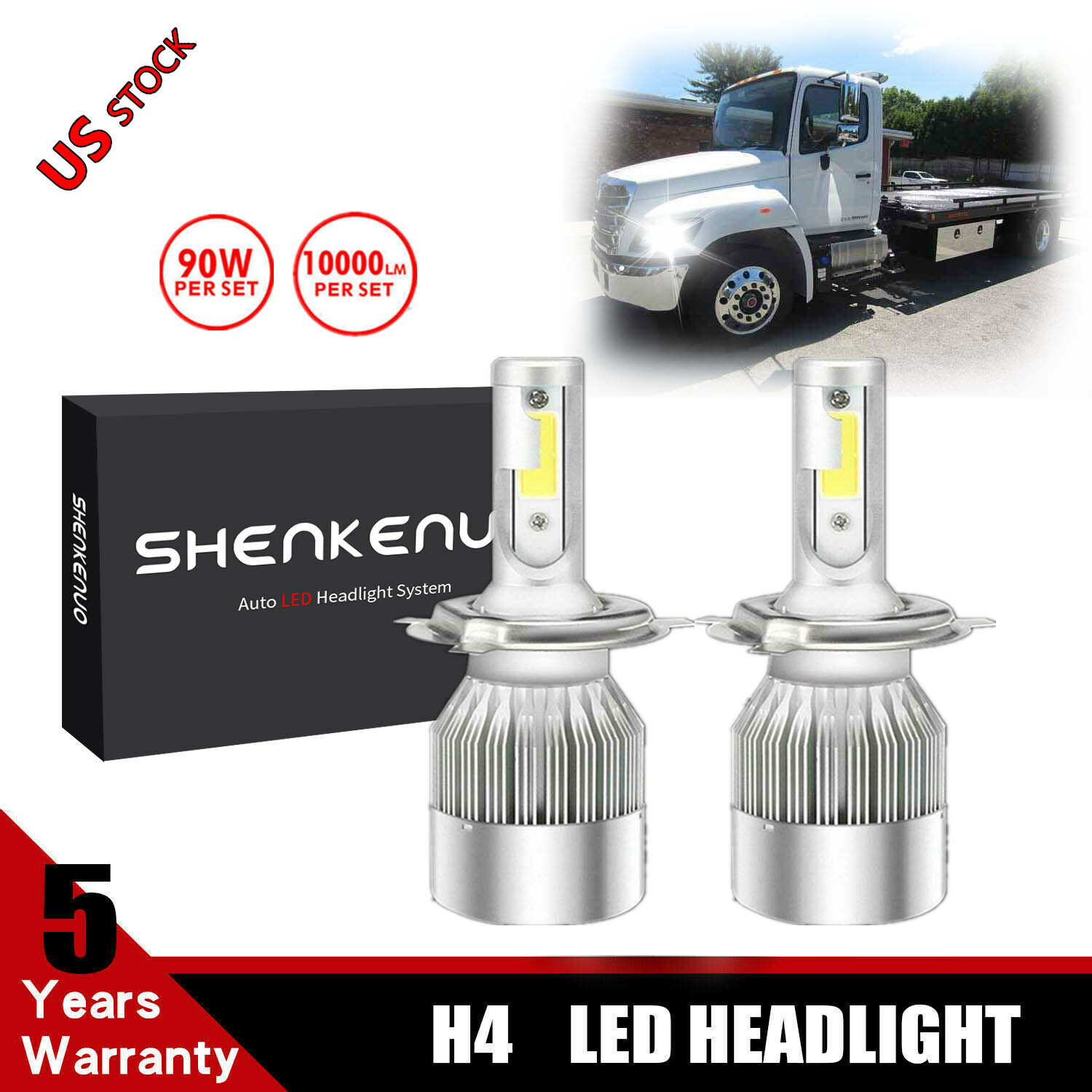 2x H4 9003 Semi High Low Beam Projector LED Headlight Bulbs Conversion Kits