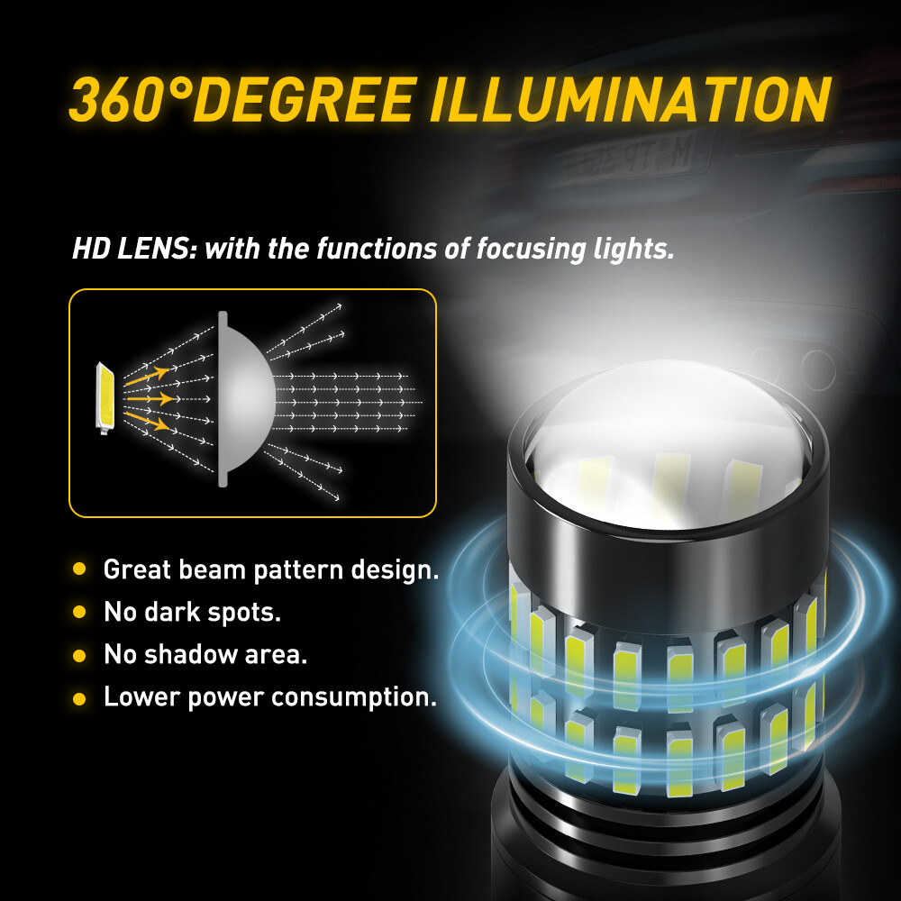 AUXITO 3157 3156 LED Reverse Backup Light Bulbs 6000K White Super Bright 2400LM