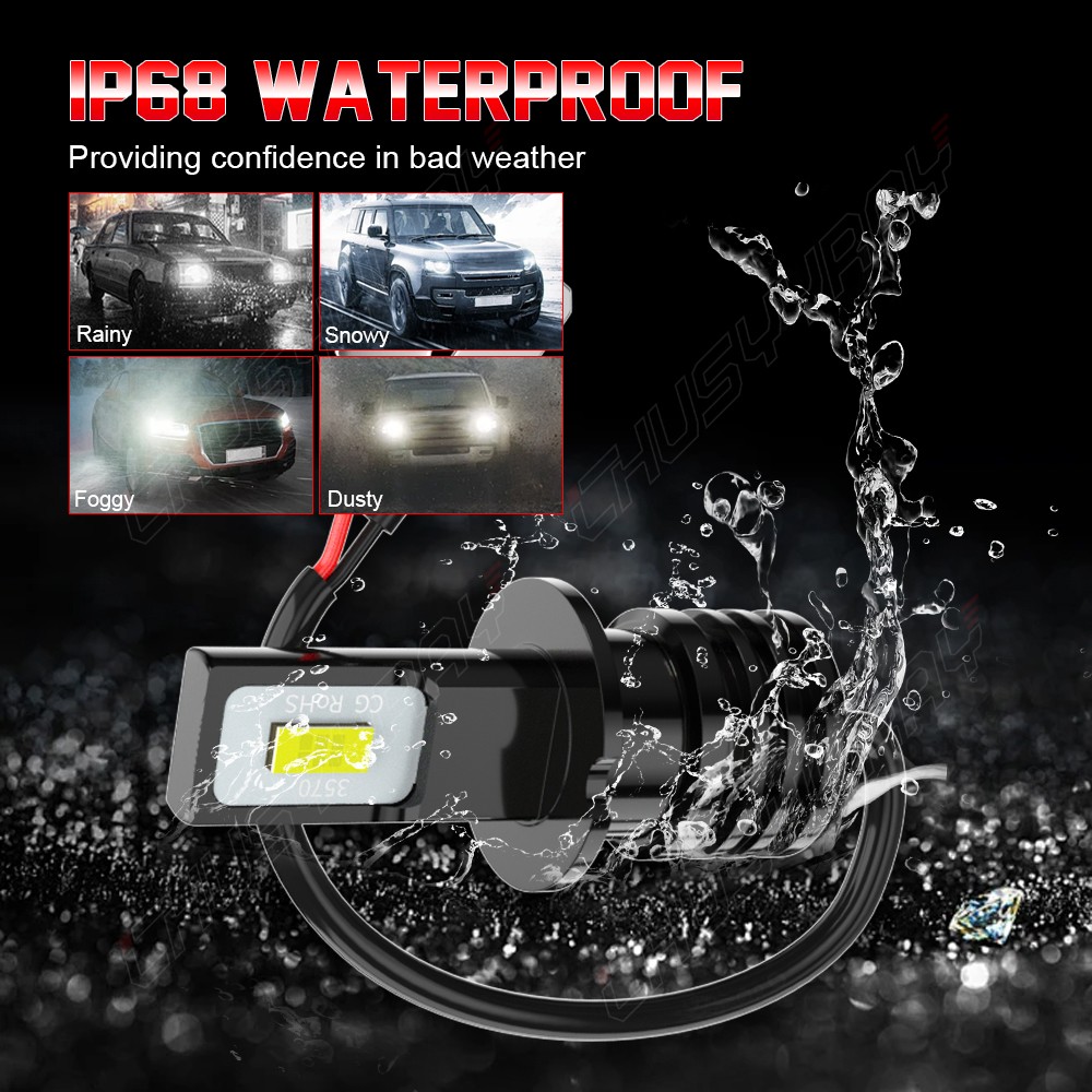 2Pcs H3 LED Fog Light Bulb Conversion Kit Super Bright White DRL Lamp 6000K 200W