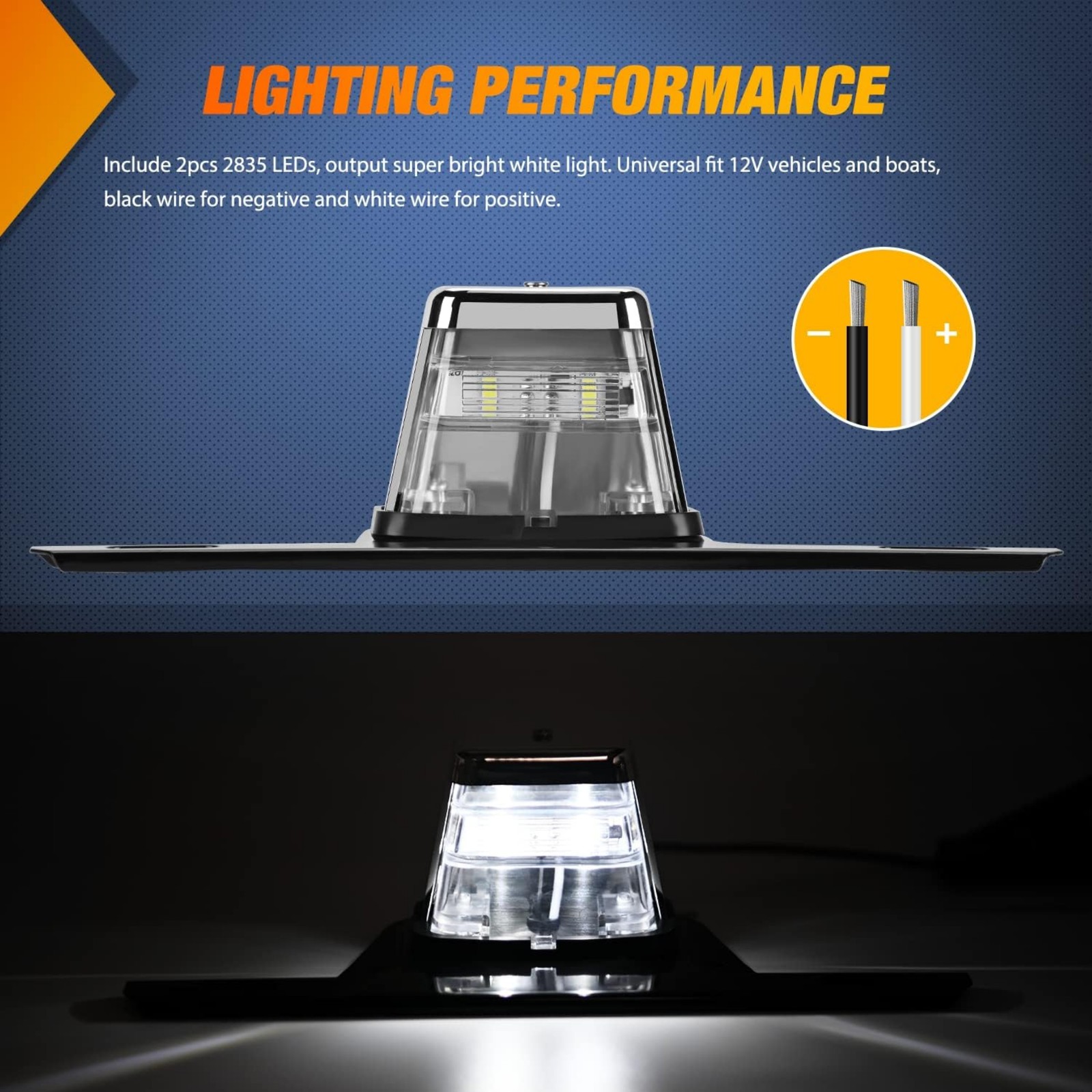 2 LED 12V DOT License Plate Assembly Chrome Silver IPX7 Waterproof For Vehicles