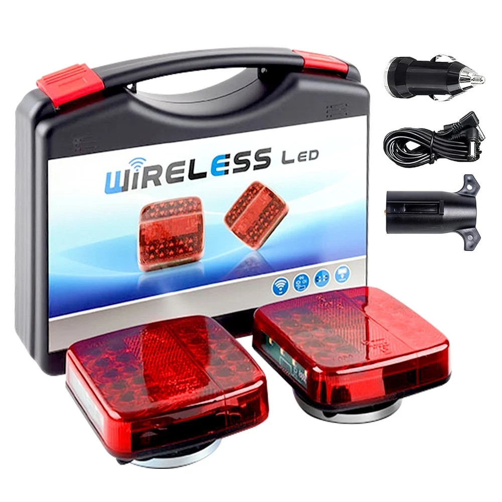 Magnetic Wireless LED Tow Towing Trailer Rear Tail Lights Warning Flashing Light