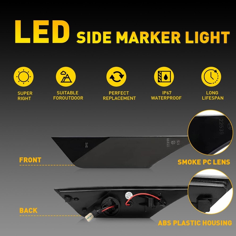 Front Left & Right LED Bumper Side Marker Lights Fits For 2016-2021 Honda Civic