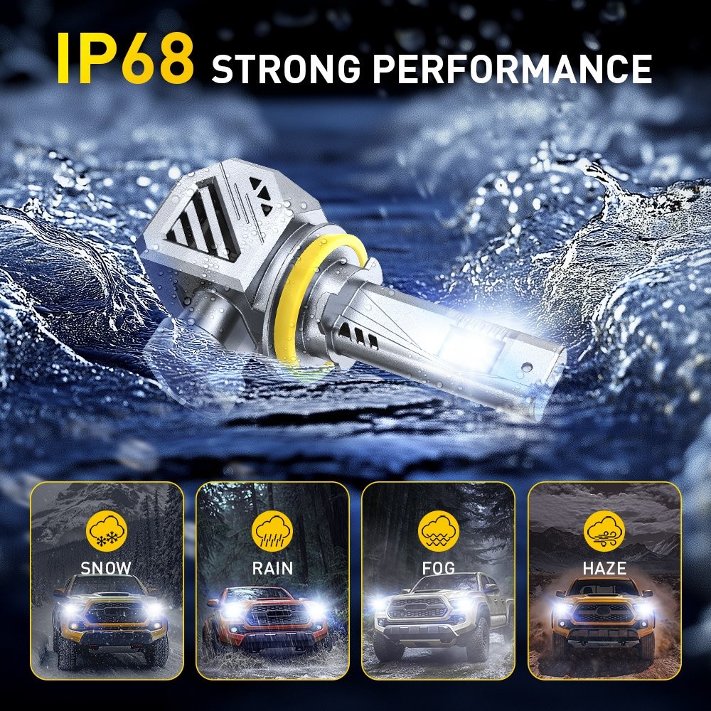 2PCS A1 Ultra Series H11 6500K White Light AUXITO LED Headlight Bulbs 7545 LED