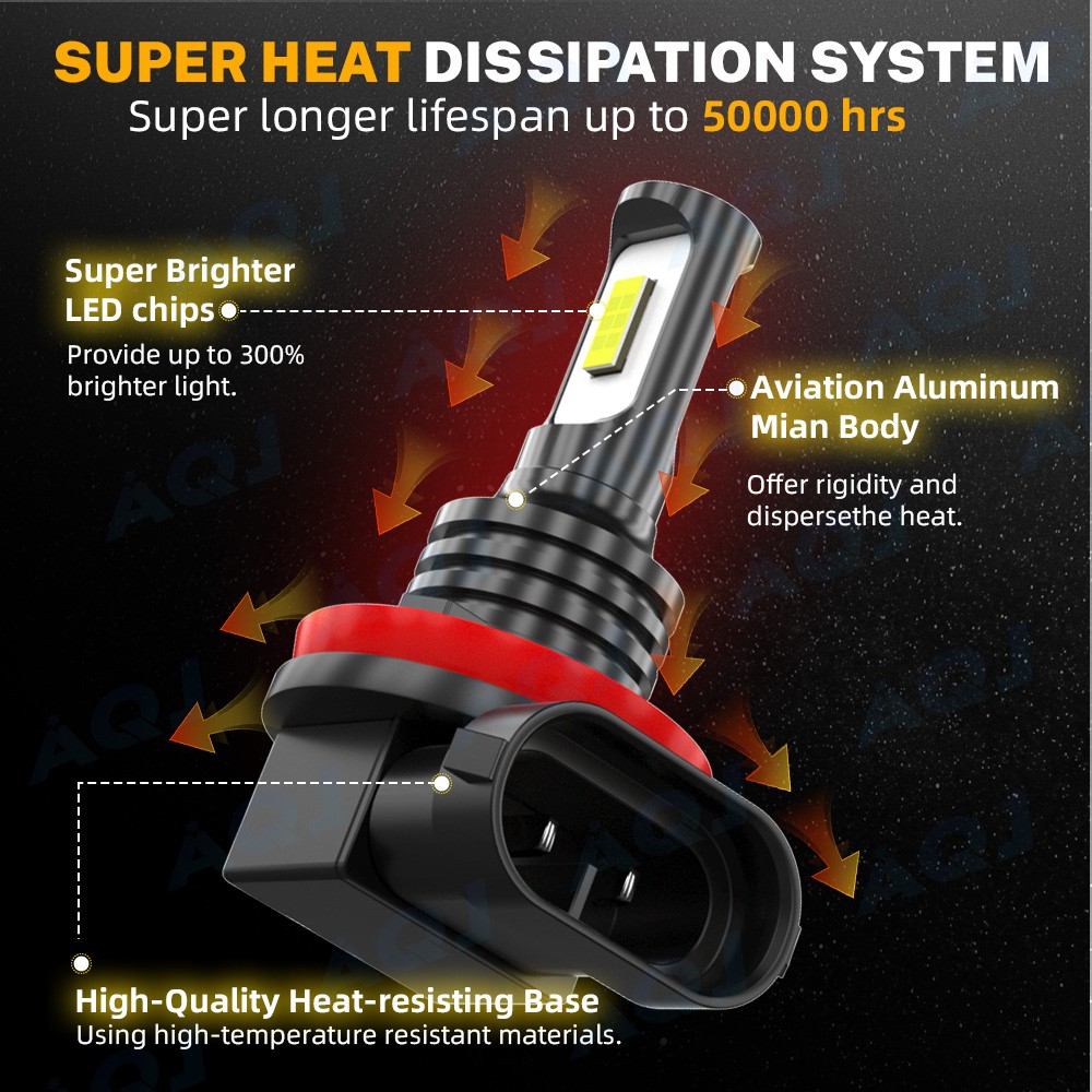 6000K White LED Headlight+3000K Yellow Fog Light Bulbs For Pontiac G5 2007-2010
